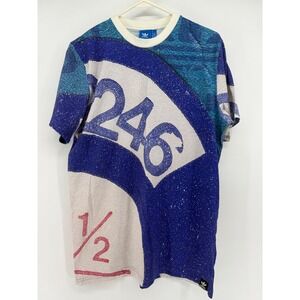 Adidas Men Graphic T-Shirt‎ Size L Blue Multi Colored Short Sleeve Crew Neck Tee